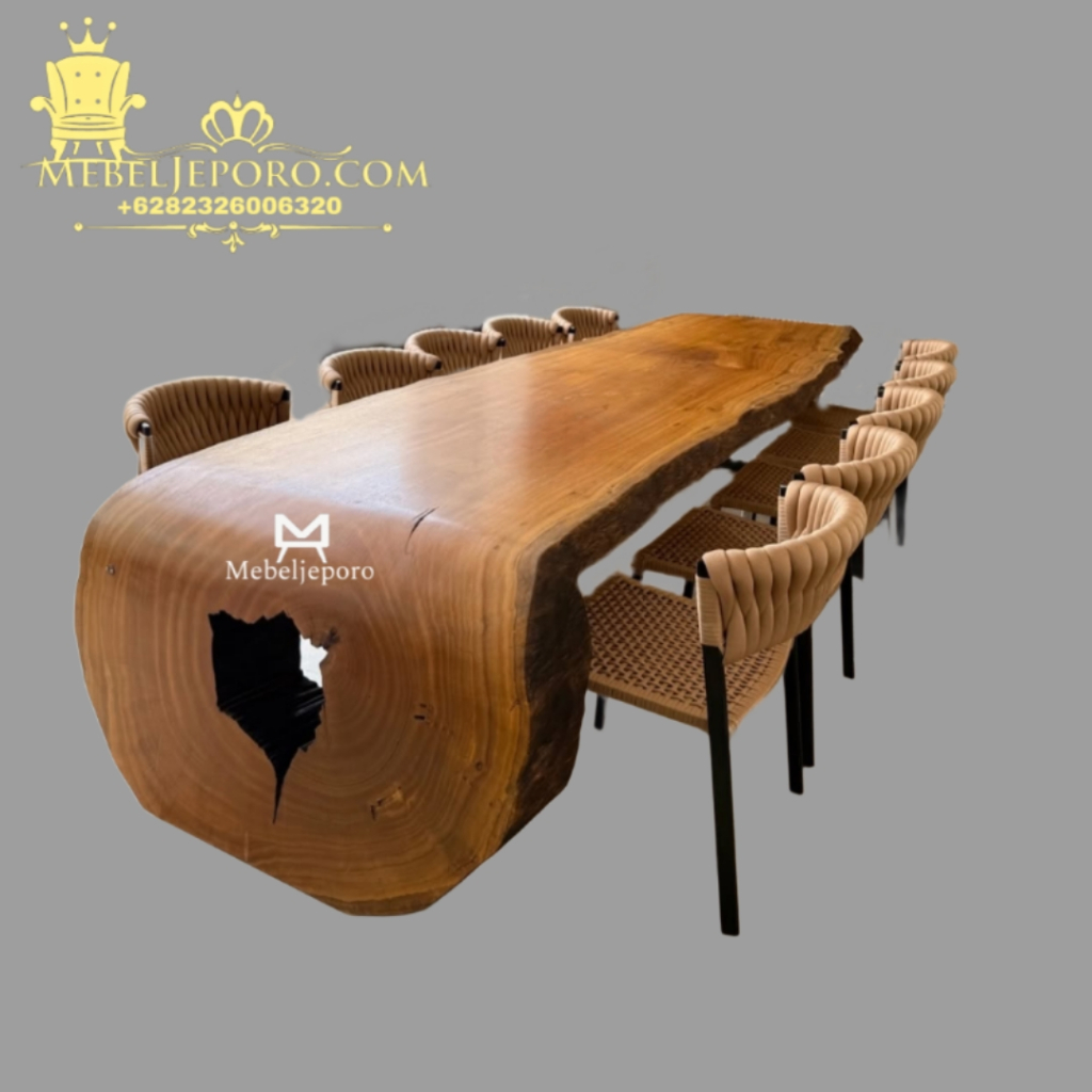 Meja Makan Trembesi L Solid Mewah