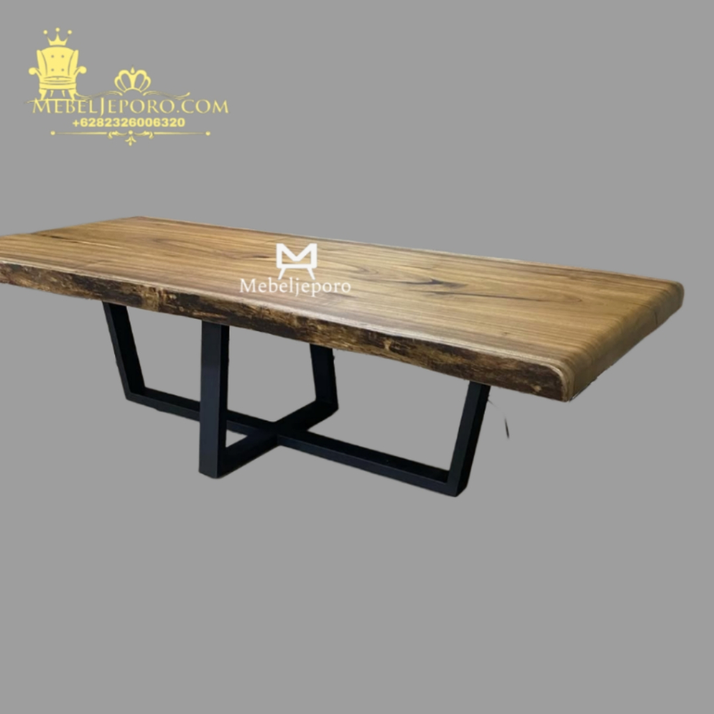 Meja Solid Kayu-l Suar Desain Alami Terbaru