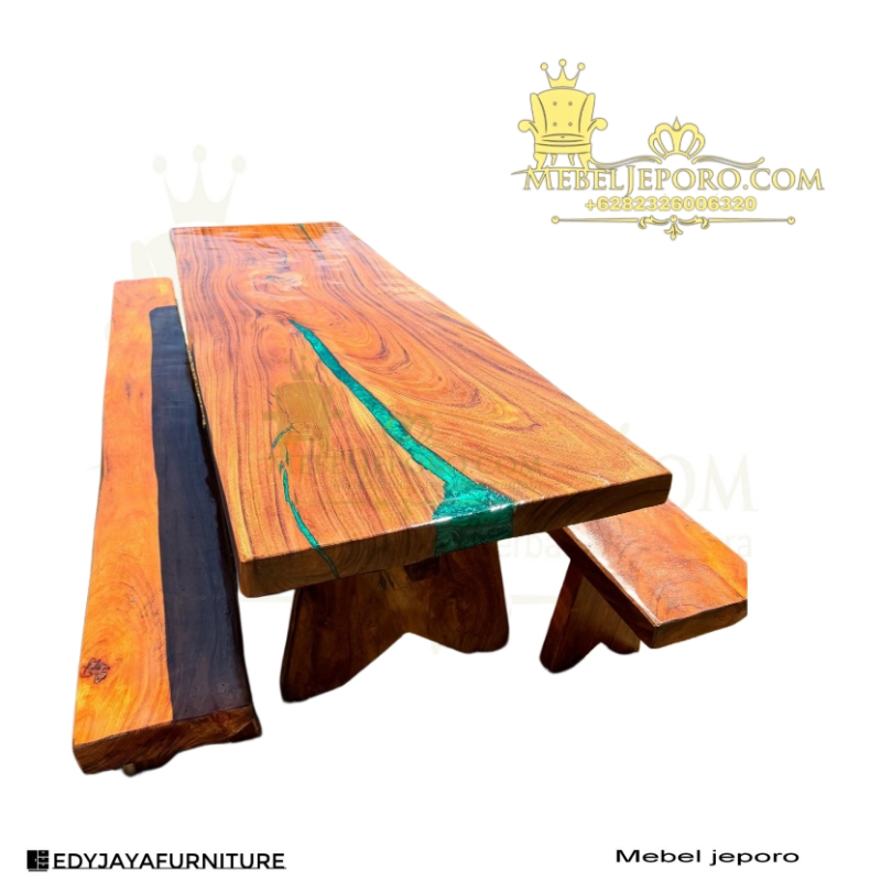 Meja Trembesi Kombinasi Resin Solid Jakarta